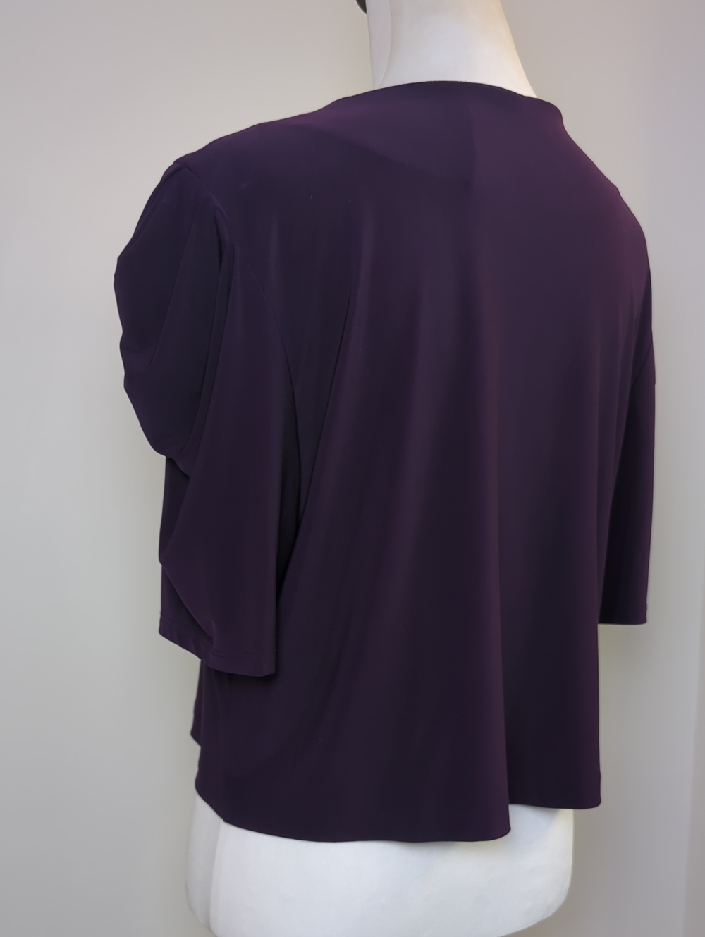 Dressbarn Purple Open Front Cropped Shrug Cardigan Short Sleeve SIZE 12 - Picture 4 of 11